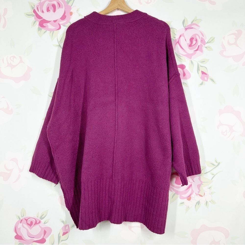 Free People Peaches Tunic Sweater Plum Caspia Hi Lo Mock Neck Sweater M - Picture 7 of 10
